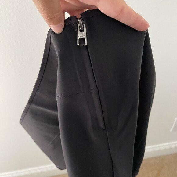 Athleta Interstellar Tight Flat Front Slit Hem Straight Leg Nylon Pant Black 12 - Picture 7 of 9